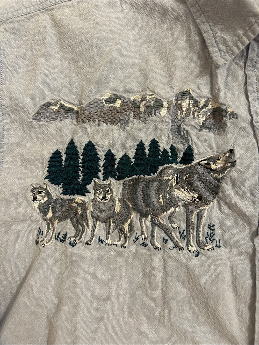 Casey Coleman Button Up Embroidered Wolf Shirt - Picture 3 of 8